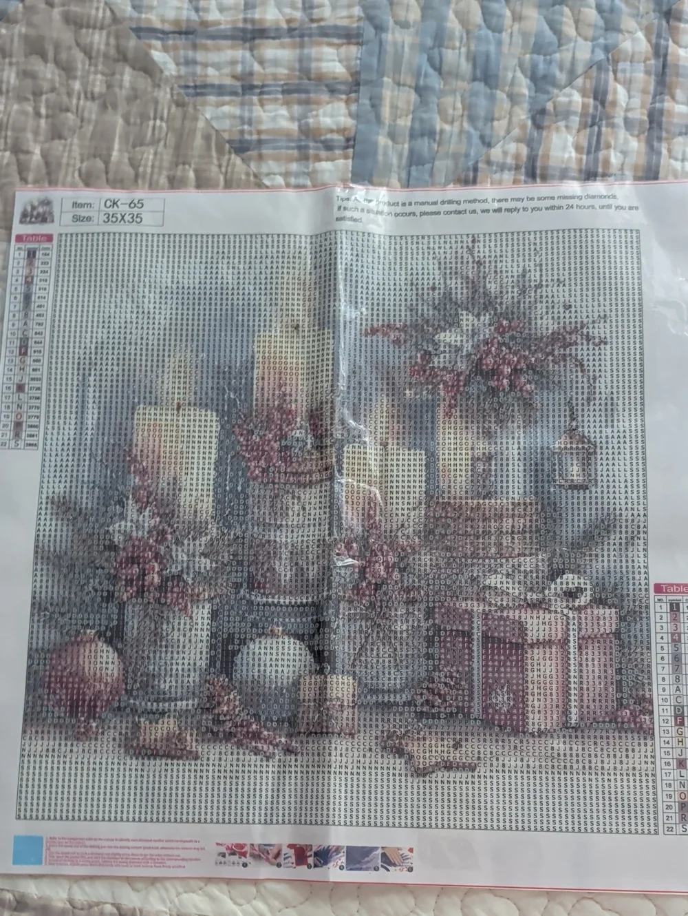 Floral & Candle & Diamond Art Canvas Kit